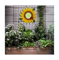 LuxenHome Sunflower Metal and Glass Outdoor Wall Decor