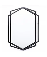 LuxenHome Black Metal Hexagon Frame Wall Accent Mirror