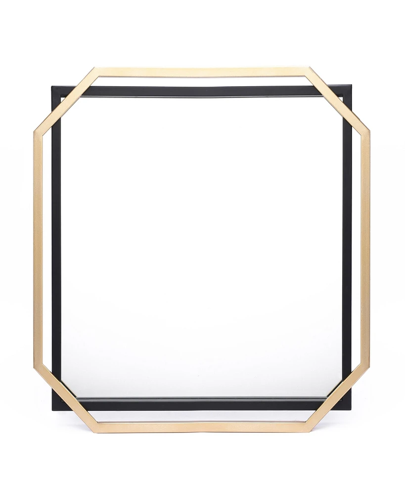 LuxenHome Gold and Black Metal Floating Frame Wall Accent Mirror