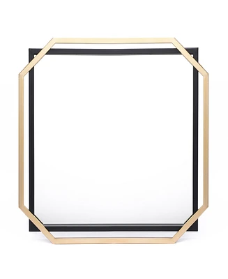 LuxenHome Gold and Black Metal Floating Frame Wall Accent Mirror