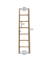 LuxenHome Rustic 6ft Decorative Blanket Ladder