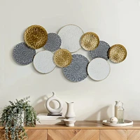 LuxenHome 48-In Wide Connected Circles Metal Wall Decor Sculpture