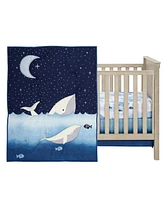 Lambs & Ivy Bubbles & Squirt 3-Piece Whale/Ocean Aquatic Baby Crib Bedding Set