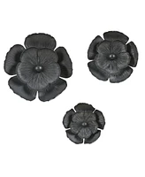 LuxenHome Black with Gold Metal Flowers Wall Decor (Set of 3)