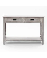 LuxenHome Gray Wood 2-Drawer 1-Shelf Console and Entry Table