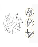 LuxenHome Silver and Gray Abstract Round Metal Wall Decor