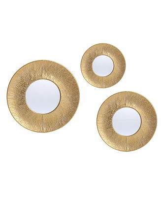 LuxenHome 3-Piece Gold Metal Round Wall Mirror Set