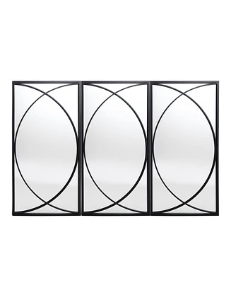 LuxenHome 3-Piece Black Metal Rectangular Wall Mirror Set Large Vanity Bathroom Mirror Accent Decor