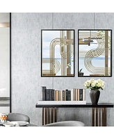 LuxenHome Set of 2 Modern Iron Loops Rectangular Accent Wall Mirrors