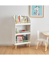 LuxenHome Children's Multi-Functional 3-Shelf Bookcase Toy Storage Bin, White