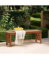 LuxenHome Carmel Solid Wood Outdoor Dining Bench