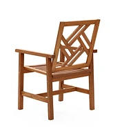 LuxenHome Carmel Solid Wood Outdoor Dining Chair, Set of 2