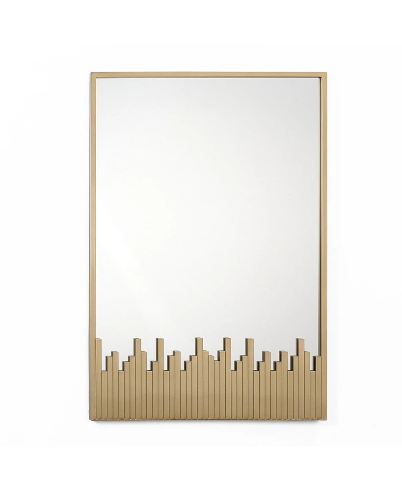 LuxenHome Cityscape Gold Metal Frame Rectangular Wall Mirror