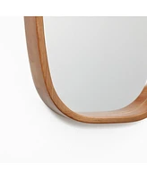 LuxenHome Natural Rubberwood Frame Rounded Rectangle Wall Mirror
