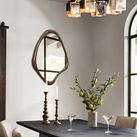 LuxenHome Brown Wood Frame Decorative Wall Mirror