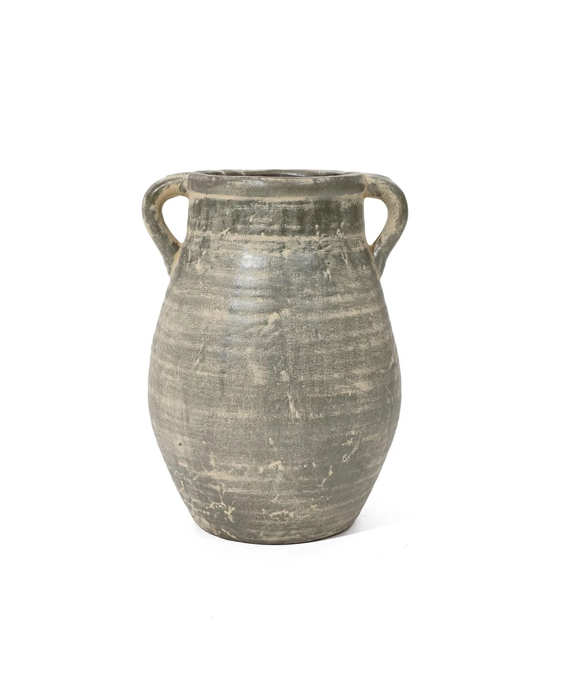 LuxenHome Rustic Farmhouse Brown Jug 13-Inch Tall Terracotta Vase