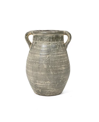 LuxenHome Rustic Farmhouse Brown Jug 13-Inch Tall Terracotta Vase