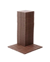 Plastic Interlocking Deck Tiles,44 Pack Patio Deck Tiles,12" x12" Square Waterproof Outdoor All Weather Use, Patio Decking Tiles for Poolside Balcony