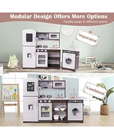 Costway Kids Kitchen Playset with Realistic Lights & Sounds Ice Maker Stoves Sink Oven