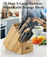 Cooks Standard 20 Slot Bamboo Universal Knife Holder Countertop Butcher Block Knife Stand for Easy Kitchen Storage