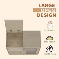 Hamster Cage, Small Animal Cage for Chinchilla/Rat, 4-Tier Guinea Pig Cage Wood with Acrylic Windows, Storage Cabinet, Openable Top, Hamster Cages and