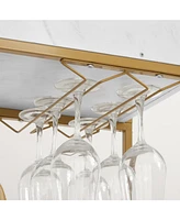 6-Tier Bar Cart, Slide Bar Serving Cart, Retro Style Wine Cart for Kitchen, Beverage Cart with Wine Rack and Glass Holder, Rolling Drink Trolley for L