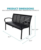 45.7in. Patio Bench Black Steel and Wpc