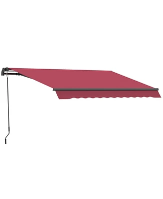 10' x 8' Retractable Awning, Patio Awnings, Sunshade Shelter w/ Manual Crank Handle, Uv & Water-Resistant Fabric and Aluminum Frame for Deck, Balcony,