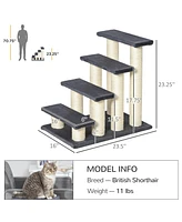 Streamdale Furniture Cat Tree with 4 Steps for High Beds Couch, Cute Stair Shaped Cat Tree for Indoor Cats or Dogs w/ Sisal Scratching Post, Climbing,