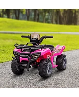 Simplie Fun Kids Atv Four Wheeler Ride on Car, Motorized Quad, 6V Battery Powered Electric Quad with Songs for 18-36 Months, Pink