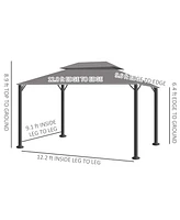 10' x 13' Patio Gazebo, Outdoor Gazebo Canopy Shelter with Netting and Curtains, Aluminum Frame for Garden, Lawn, Backyard and Deck, Gray