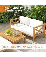 Costway 5 Pcs Outdoor Conversation Furniture Set with 3 Chairs 1 Ottoman 1 Coffee Table