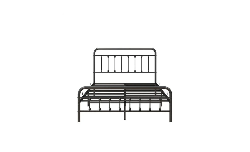 Slickblue Black Metal Platform Bed Frame with Headboard, Strong Slat Support, Easy Assembly - No Box Spring