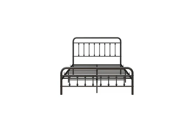 Slickblue Black Metal Platform Bed Frame with Headboard, Strong Slat Support, Easy Assembly - No Box Spring