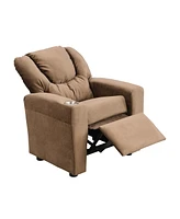 Slickblue Kids Recliner Chair Upholstered Velvet Couch with Cup Holder, Footrest, and Backrest for Toddlers