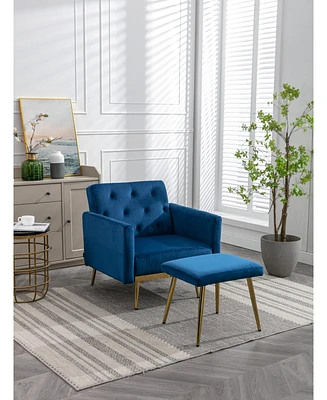 Slickblue Velvet Accent Chair with Adjustable Armrests and Reclining Backrest for Stylish Comfort