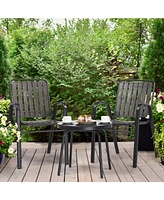 Slickblue 3-Piece Patio Bistro Table Set, Outdoor Furniture Set with 2 Stackable Patio Dining Chairs and Glass Table for Yard Balcony Porch, Black and