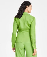 I.n.c. International Concepts Women's Collared V-Neck Wrap Top, Exclusively at Macy's