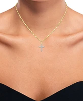 Diamond Cross 18" Pendant Necklace (1/10 ct. t.w.) in 14k Gold-Plated Sterling Silver