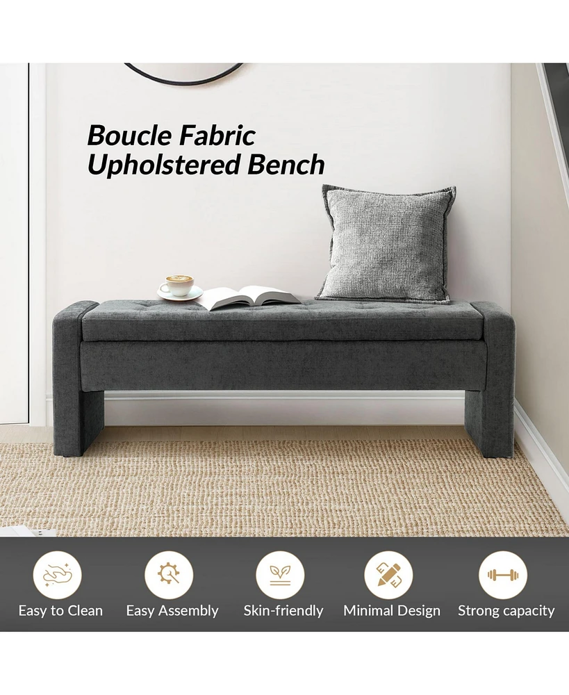 Hulala Home Casio Upholstered 55.1" Wide Storage Bench with Button-tufted Design