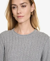 Nautica Jeans Women's Roll Neck Stacked Cable Sweater