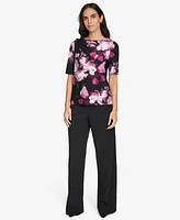 Calvin Klein Women's Crewneck Elbow-Sleeve Blouse