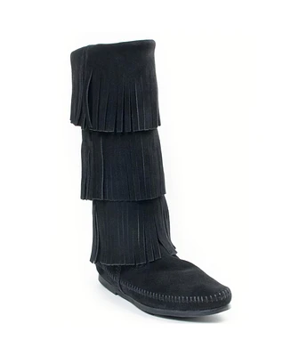 Minnetonka Women's Suede -Layer Fringe Boots