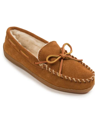 Minnetonka Women's Suede Pile Lined Hardsole Slippers