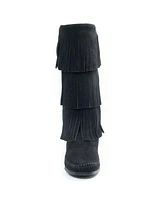 Minnetonka Women's Suede -Layer Fringe Boots