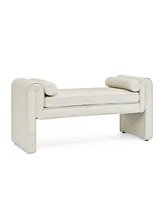 Bedroom storage stool, linen fabric storage stool, large storage space, 50.39 inches, can be used for bed end, living room, entrance, Beige