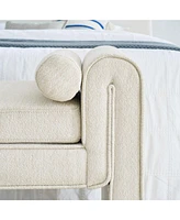 Bedroom storage stool, linen fabric storage stool, large storage space, 50.39 inches, can be used for bed end, living room, entrance, Beige