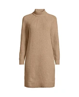 Lands' End Women's Boucle Long Sleeve Raglan Mock Neck Sweater Dress