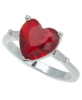 Charter Club Silver-Tone Red Stone Heart Solitaire Ring, Exclusively at Macy's