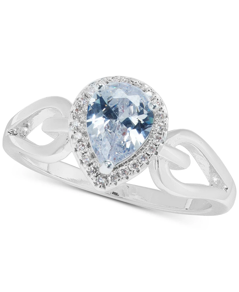 Charter Club Silver-Tone Blue Stone Pear Halo Ring, Exclusively at Macy's